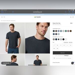 (6) Vuori Short Sleeve Strato Tech Tees Classic Crew Neck